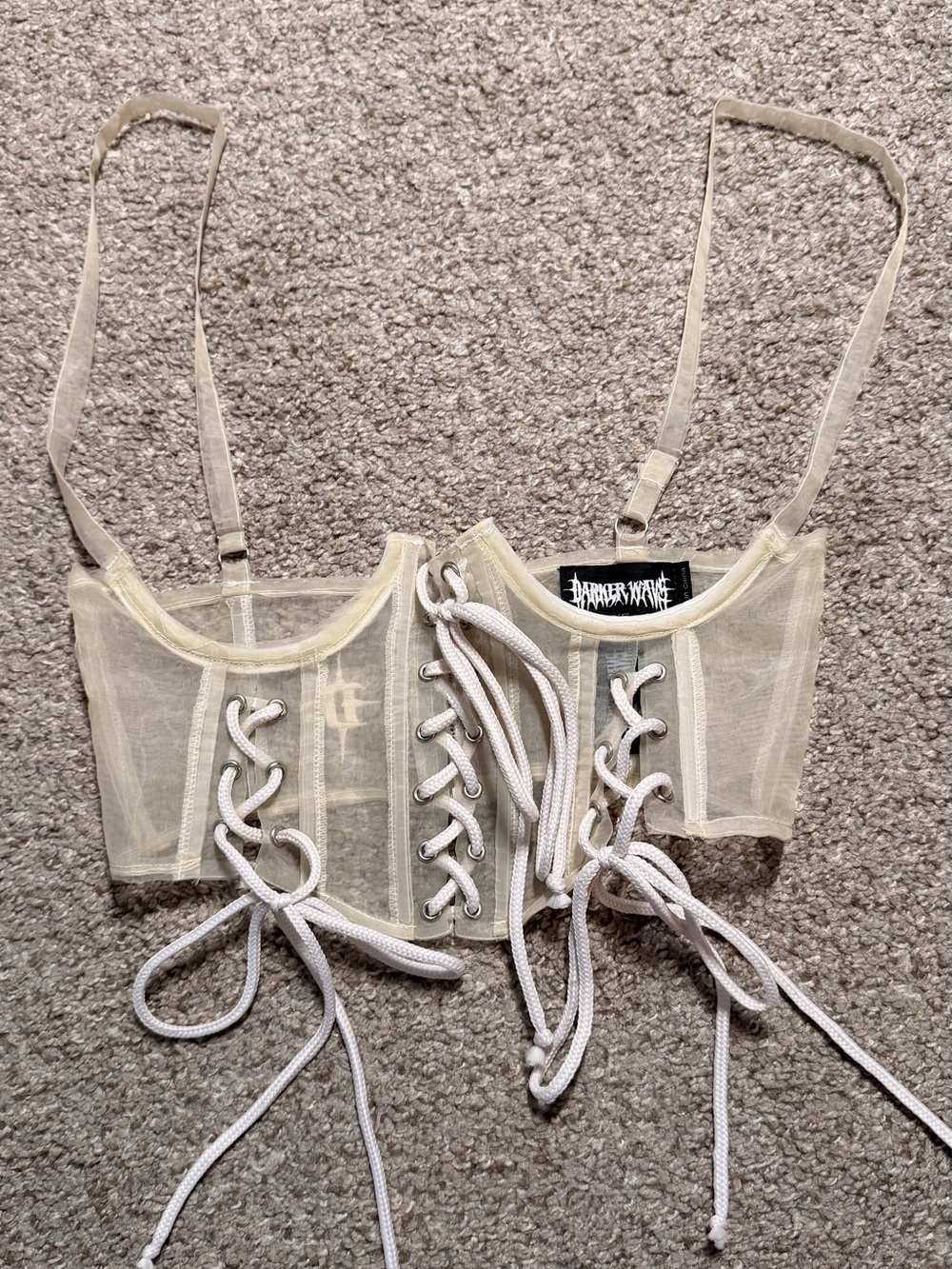 Darker Wavs Lace Up Sheer
Underbust Corset - Off White